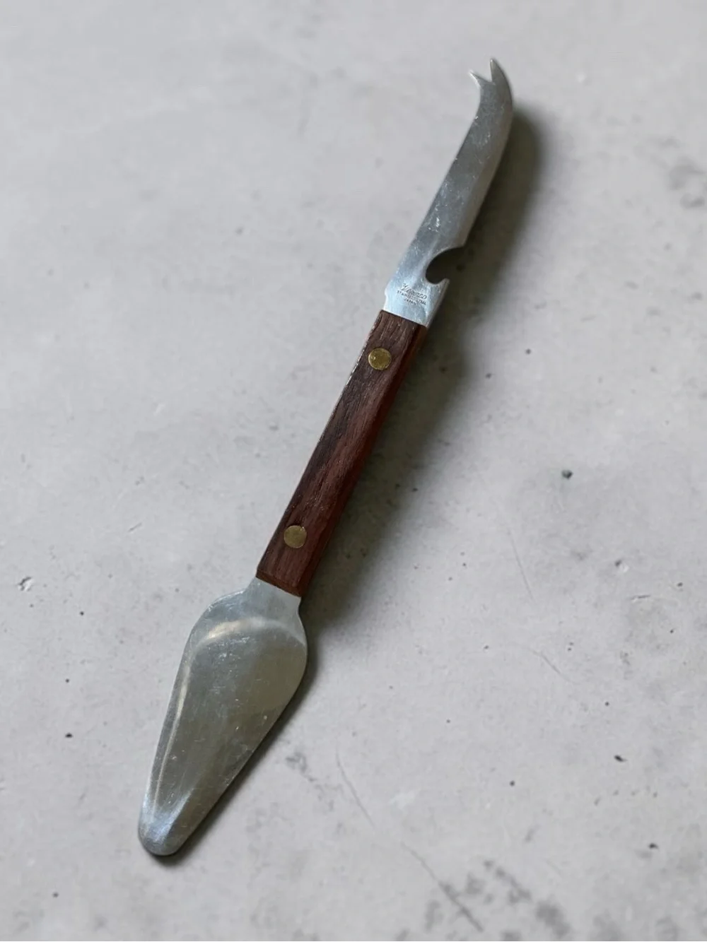 Rare Vintage Vernco Japan Stainless Steel Multi Tool Bar Knife Wood Handle 10”